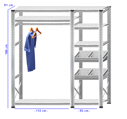 Details / Artikel konfigurieren - Begehbarer Schrank Super 1 - T200-61-24