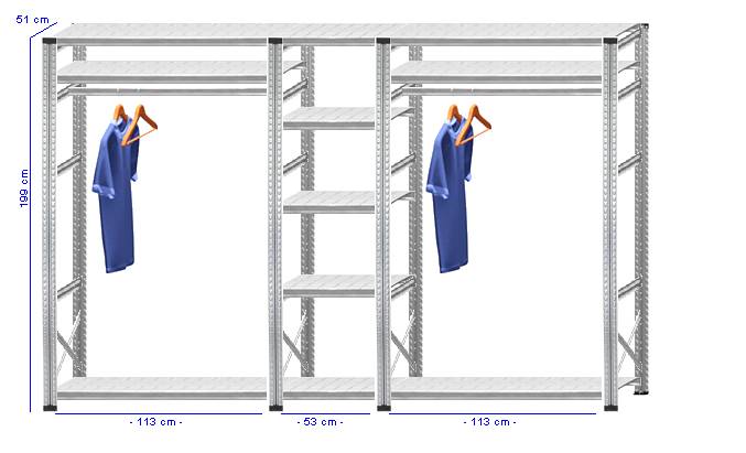 Details / Artikel konfigurieren - Begehbarer Schrank Super 1 - T200-51-33