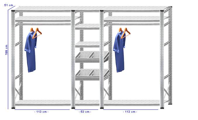 Details / Artikel konfigurieren - Begehbarer Schrank Super 1 - T200-51-34