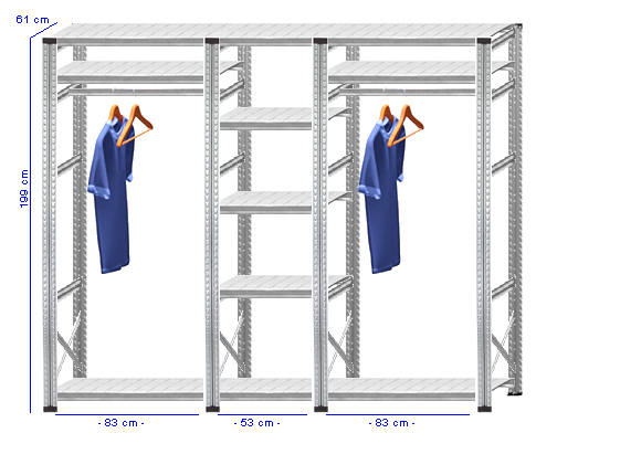 Details / Artikel konfigurieren - Kleiderregal Schrank Super 1 - T200-61-31